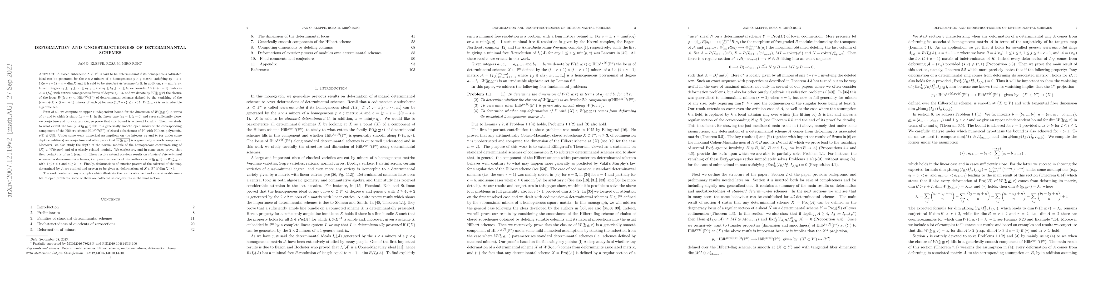 Thumbnail for Deformation and Unobstructedness of Determinantal Schemes