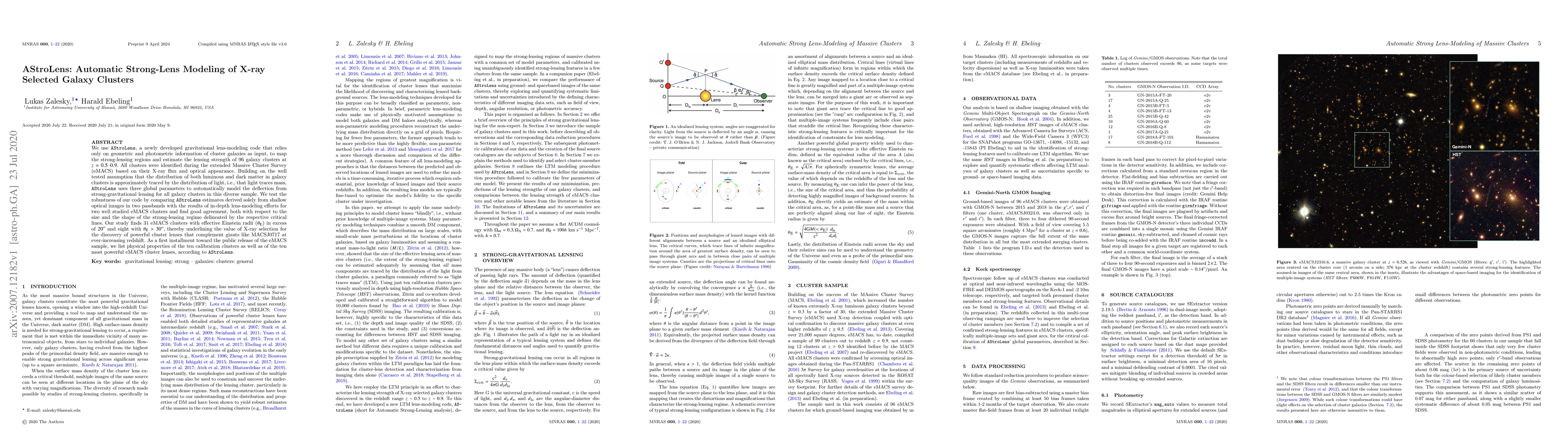 Thumbnail for AStroLens: Automatic Strong-Lens Modeling of X-ray Selected Galaxy
  Clusters