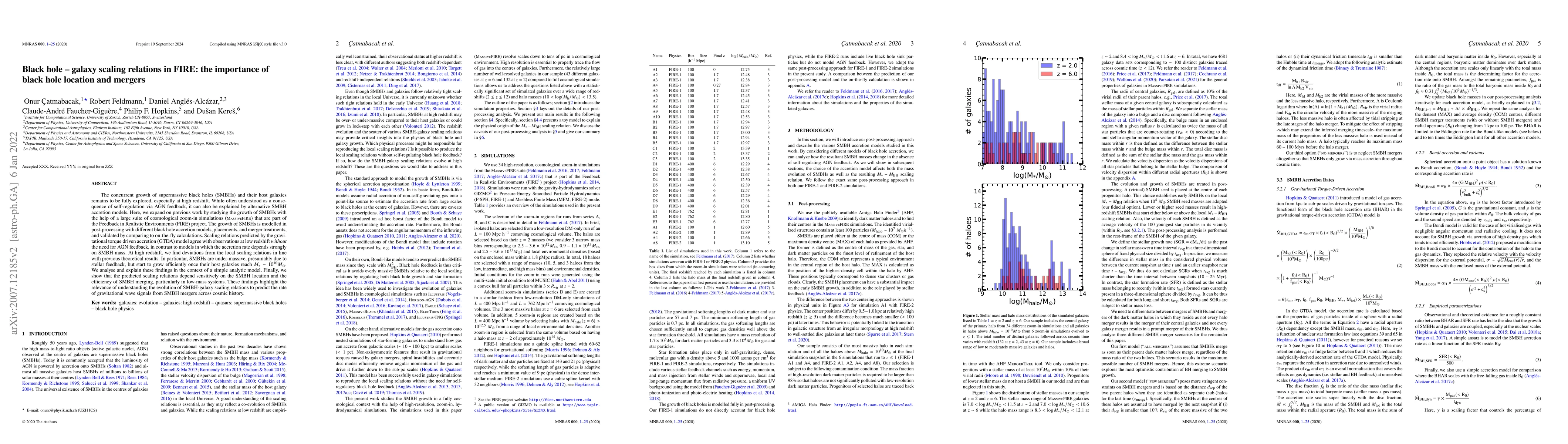Thumbnail for Black hole -- galaxy scaling relations in FIRE: the importance of black
  hole location and mergers
