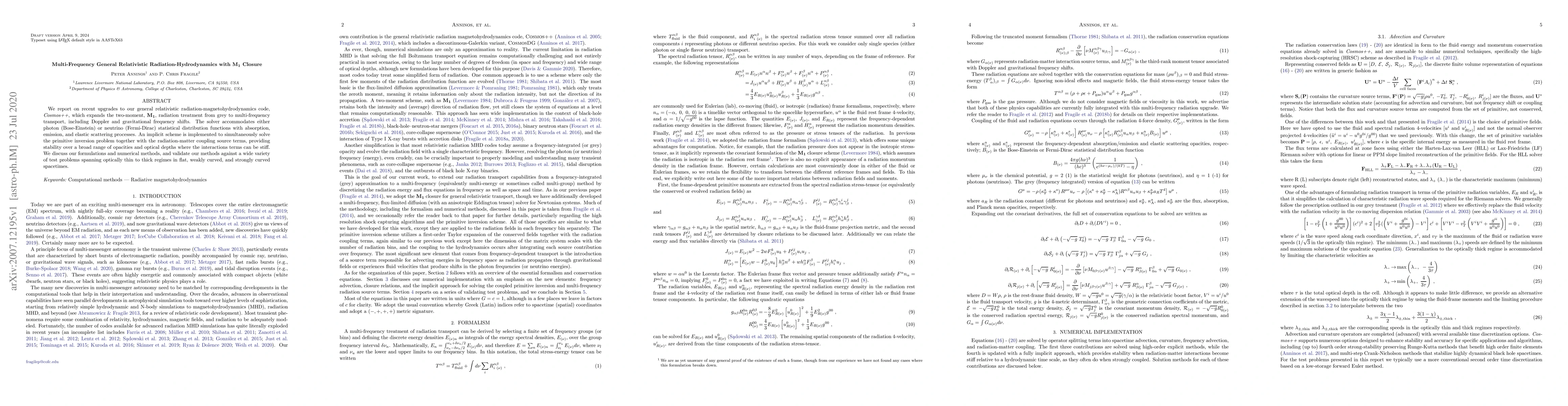 Thumbnail for Multi-Frequency General Relativistic Radiation-Hydrodynamics with
  $\bf{M}_1$ Closure