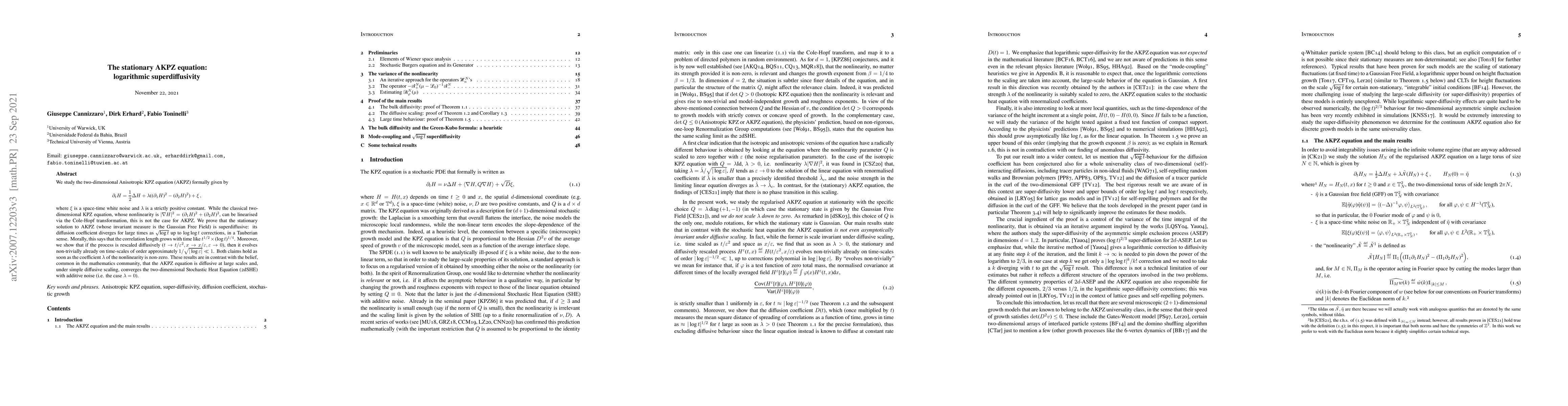 Thumbnail for The stationary AKPZ equation: logarithmic superdiffusivity