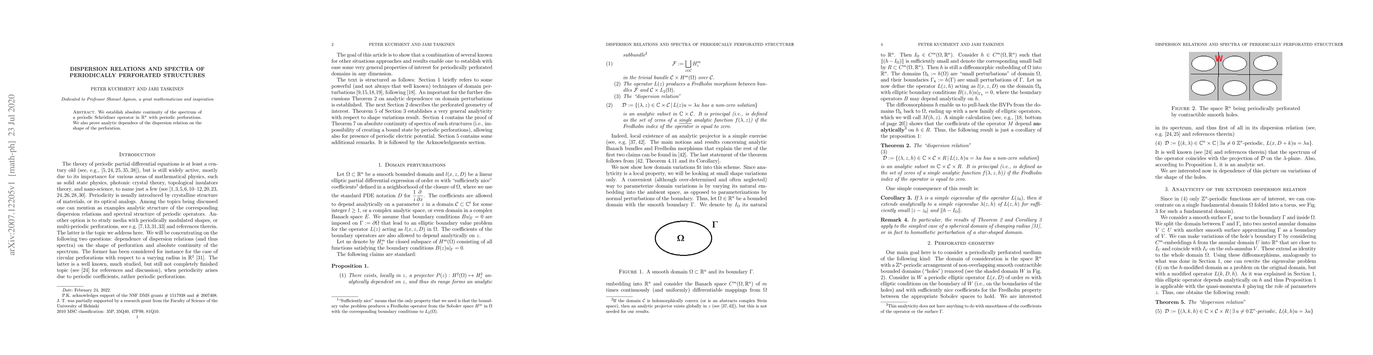Thumbnail for Dispersion relations and spectra of periodically perforated structures