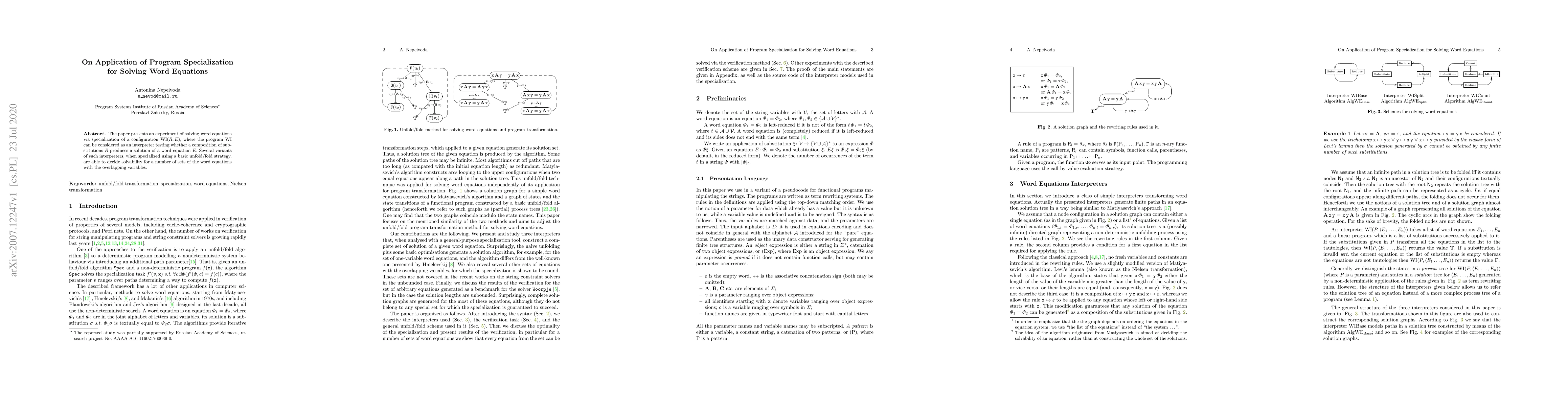Thumbnail for On Solving Word Equations via Program Transformation