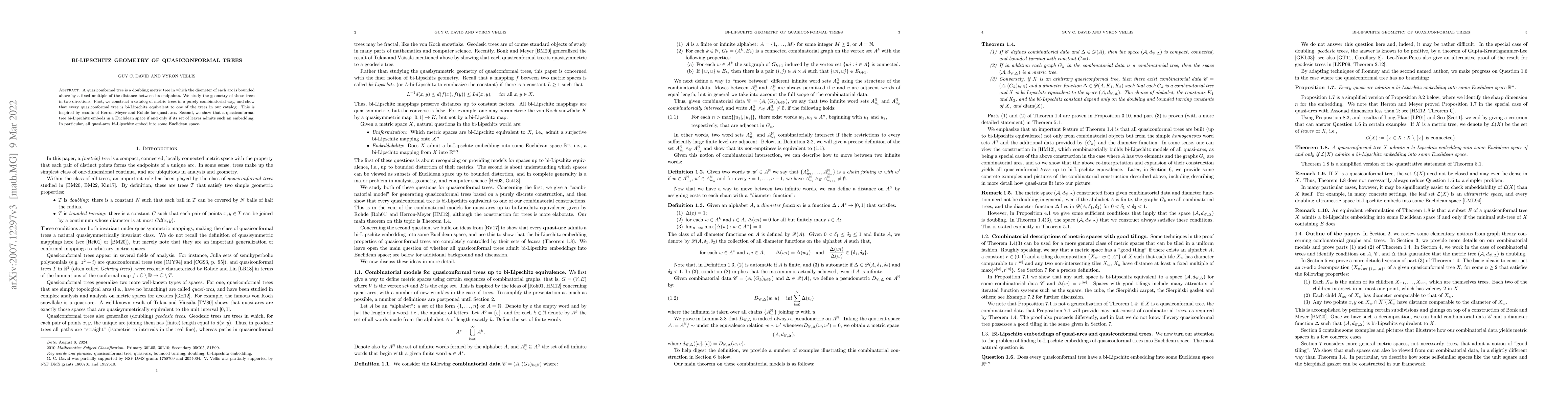 Thumbnail for Bi-Lipschitz geometry of quasiconformal trees