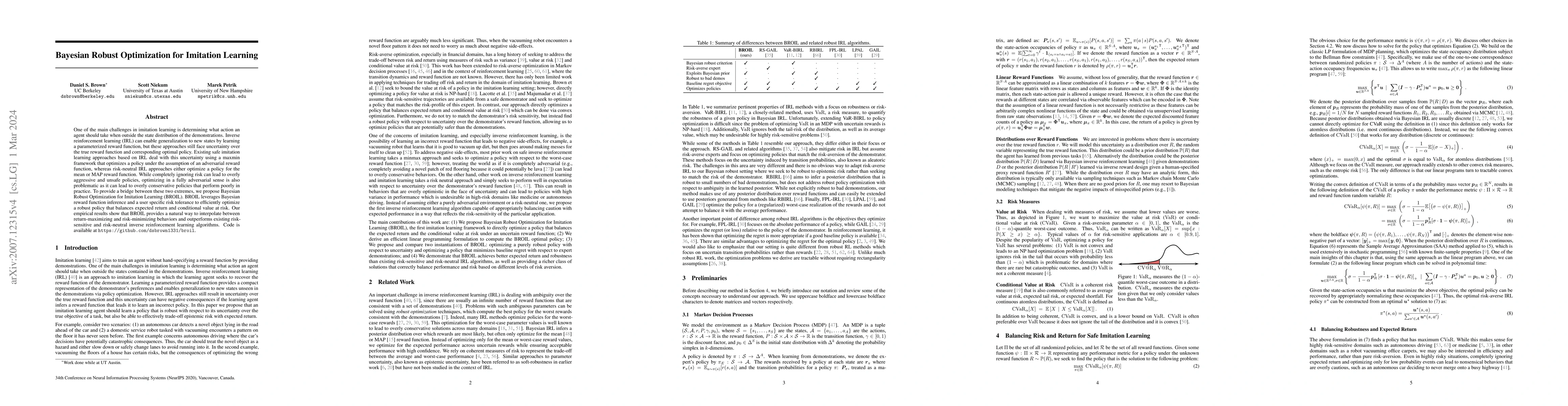 Thumbnail for Bayesian Robust Optimization for Imitation Learning