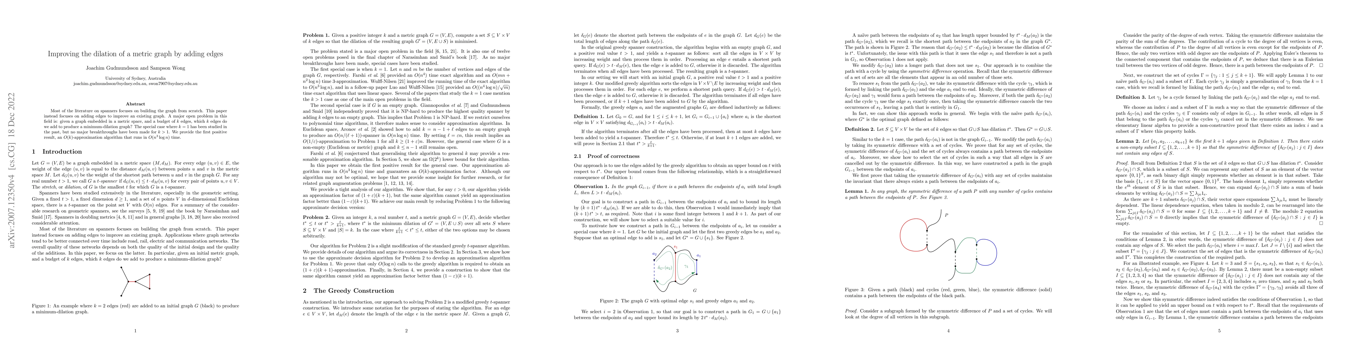 Thumbnail for Improving the dilation of a metric graph by adding edges