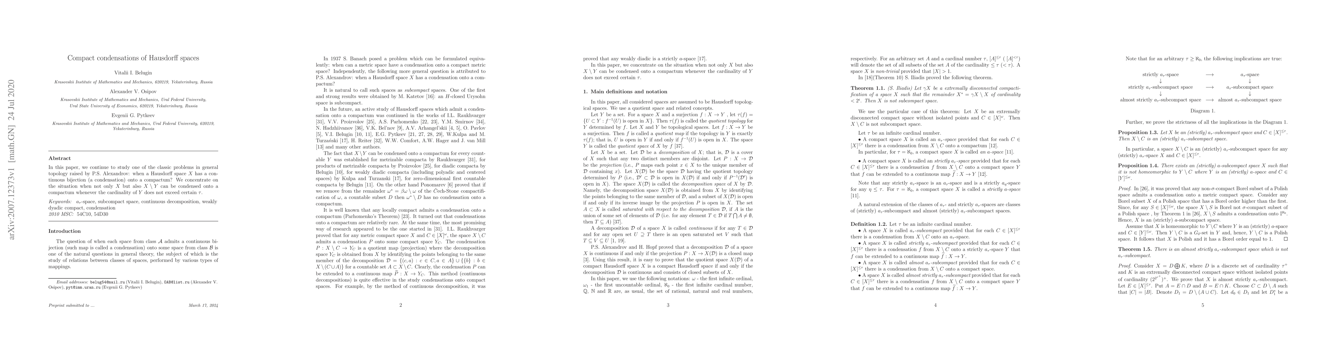 Thumbnail for Compact condensations of Hausdorff spaces