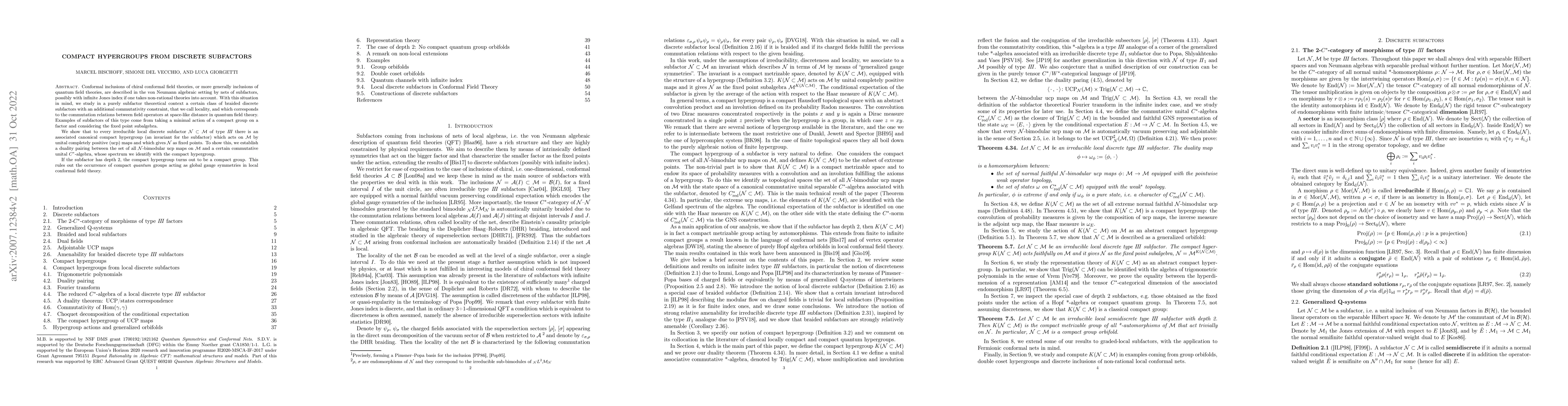 Thumbnail for Compact Hypergroups from Discrete Subfactors