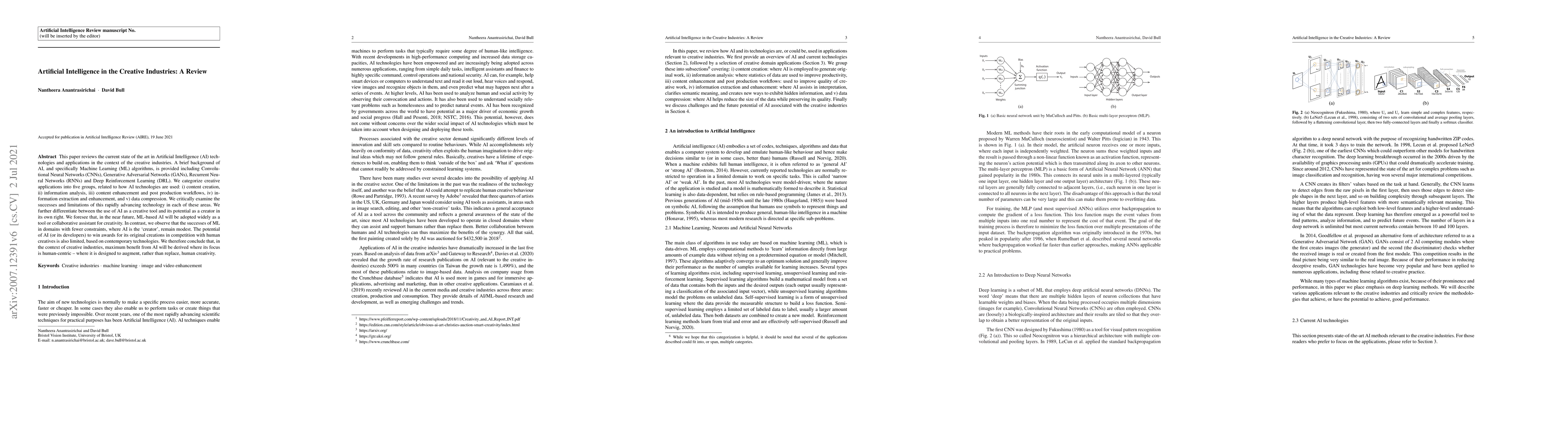 Thumbnail for Artificial Intelligence in the Creative Industries: A Review