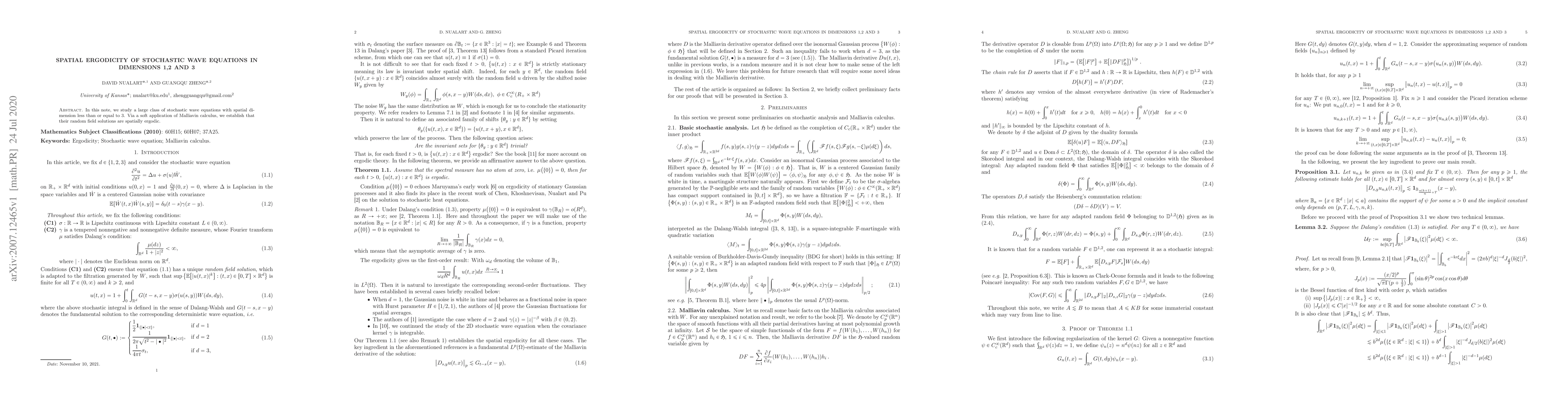Thumbnail for Spatial ergodicity of stochastic wave equations in dimensions 1,2 and 3
