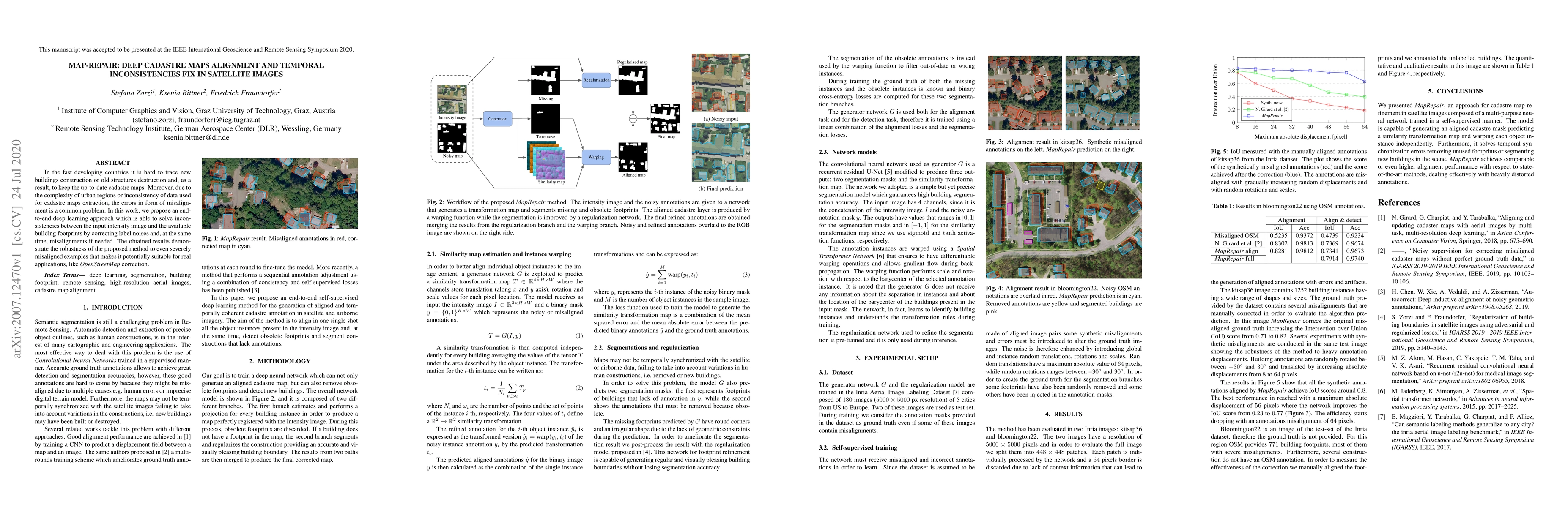 Thumbnail for Map-Repair: Deep Cadastre Maps Alignment and Temporal Inconsistencies
  Fix in Satellite Images