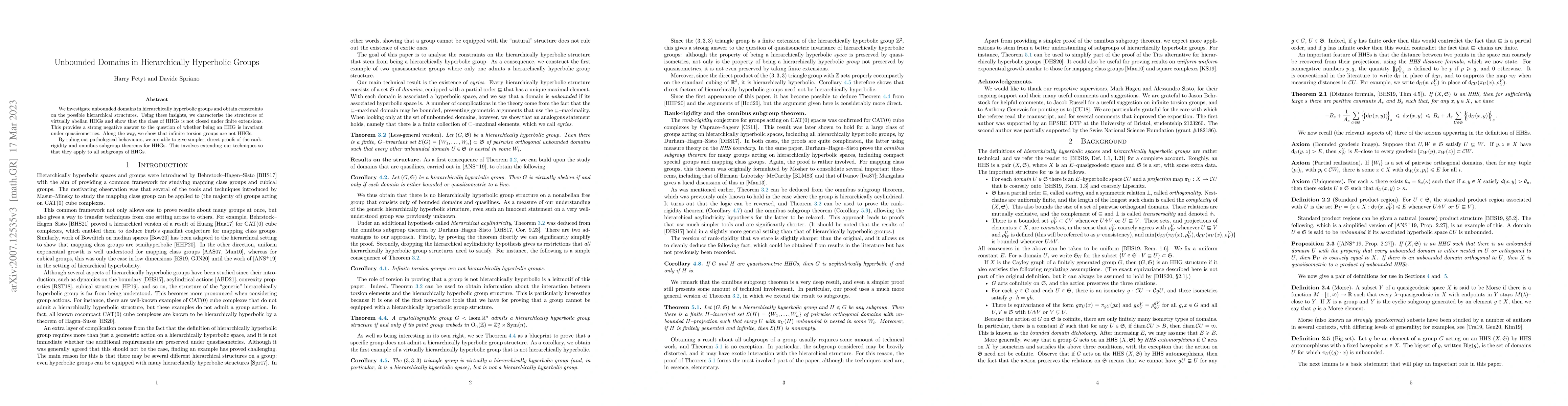 Thumbnail for Unbounded domains in hierarchically hyperbolic groups