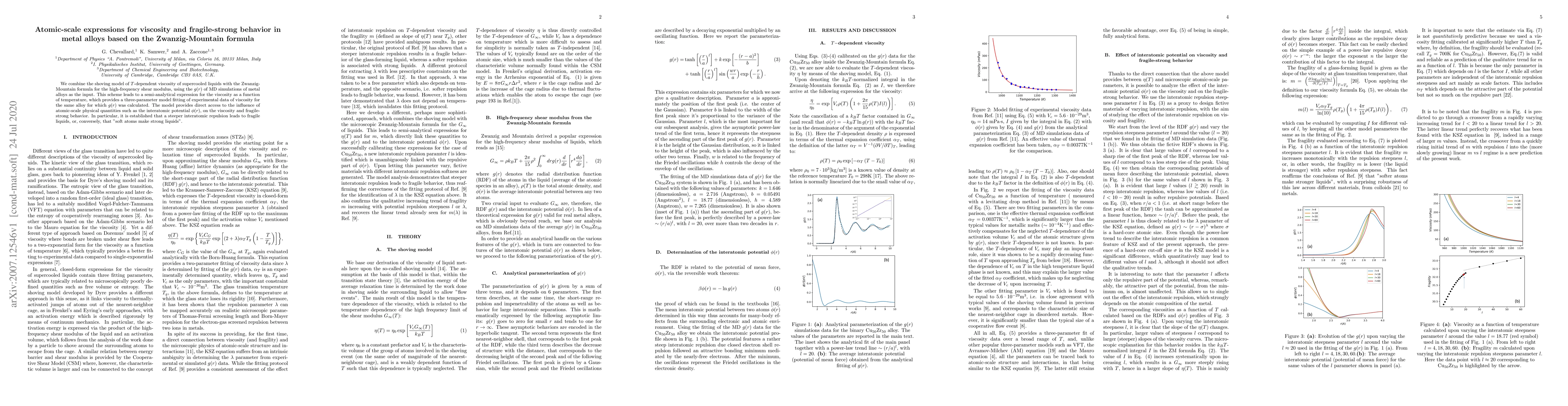 Thumbnail for Atomic-scale expressions for viscosity and fragile-strong behavior in
  metal alloys based on the Zwanzig-Mountain formula
