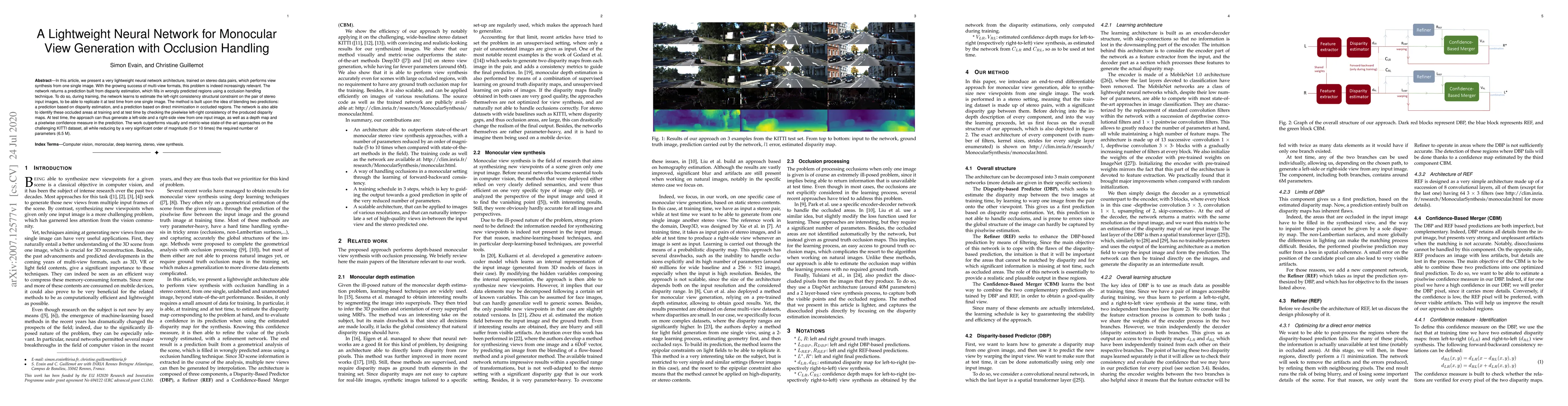 Thumbnail for A Lightweight Neural Network for Monocular View Generation with
  Occlusion Handling