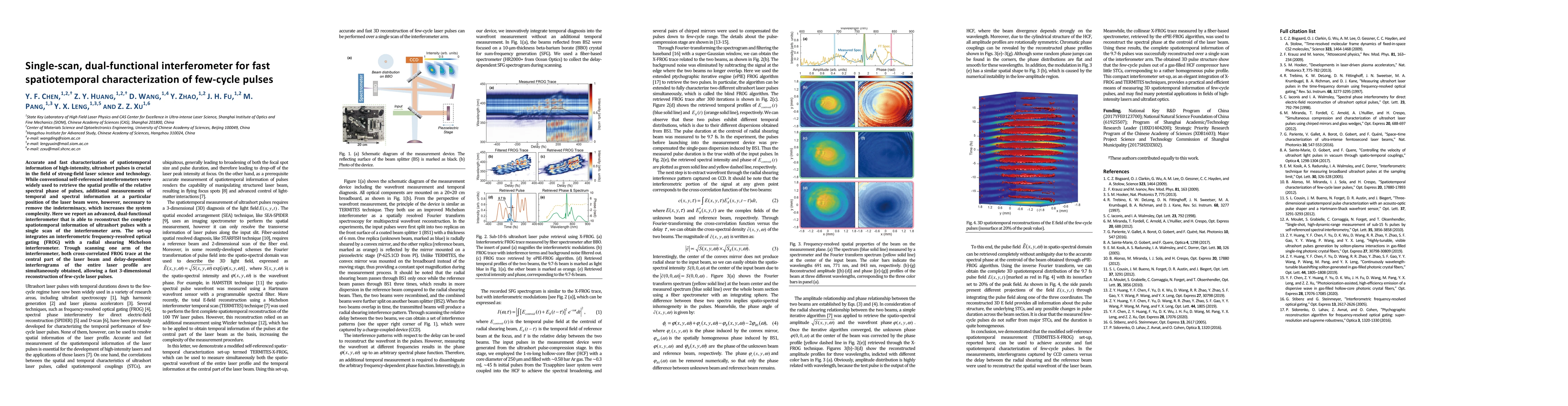 Thumbnail for Single-scan, dual-functional interferometer for fast spatiotemporal
  characterization of few-cycle pulses