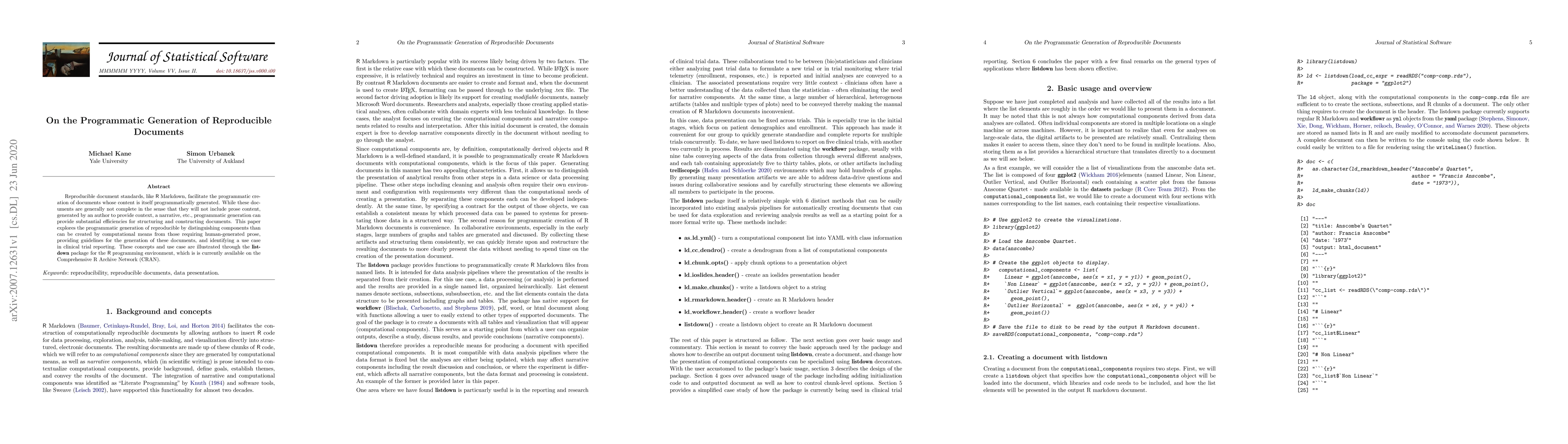 Thumbnail for On the Programmatic Generation of Reproducible Documents