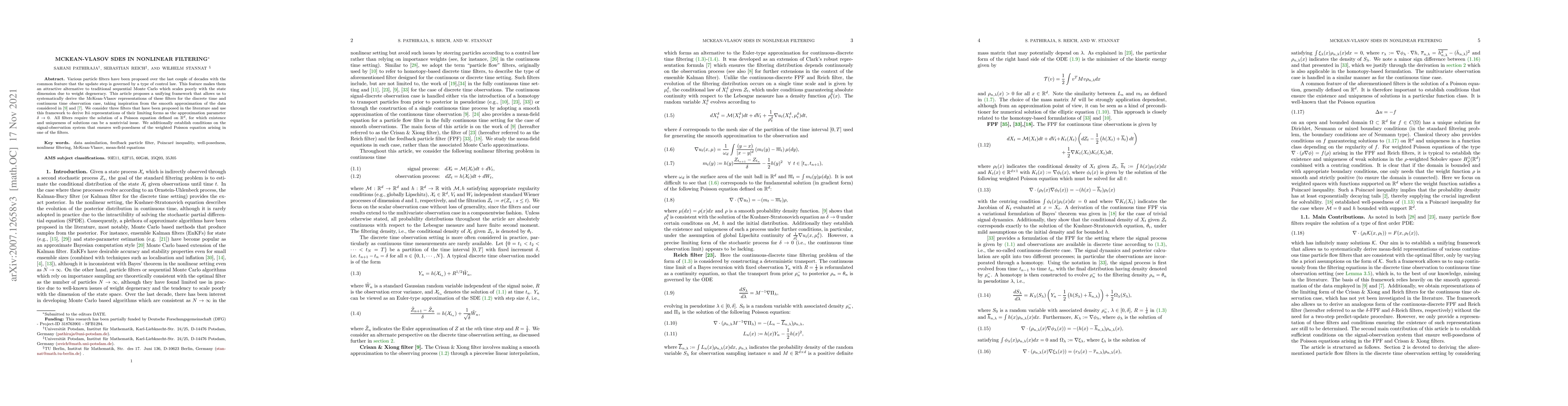 Thumbnail for McKean-Vlasov SDEs in nonlinear filtering