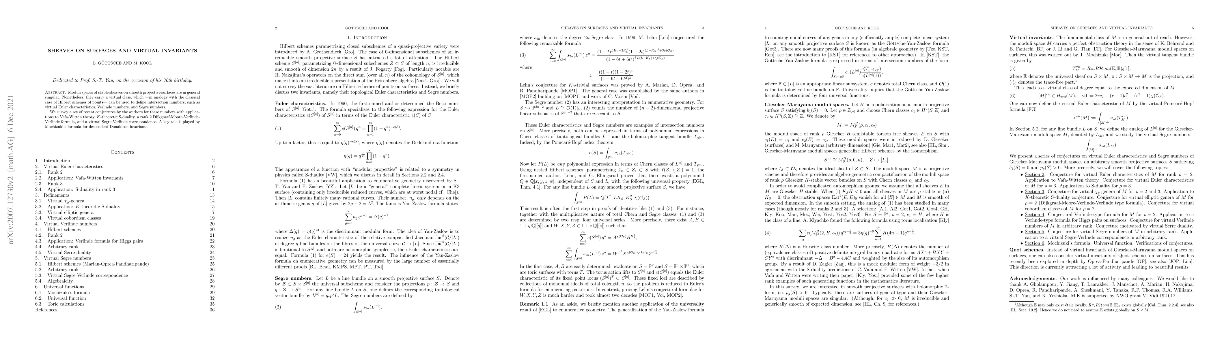 Thumbnail for Sheaves on surfaces and virtual invariants
