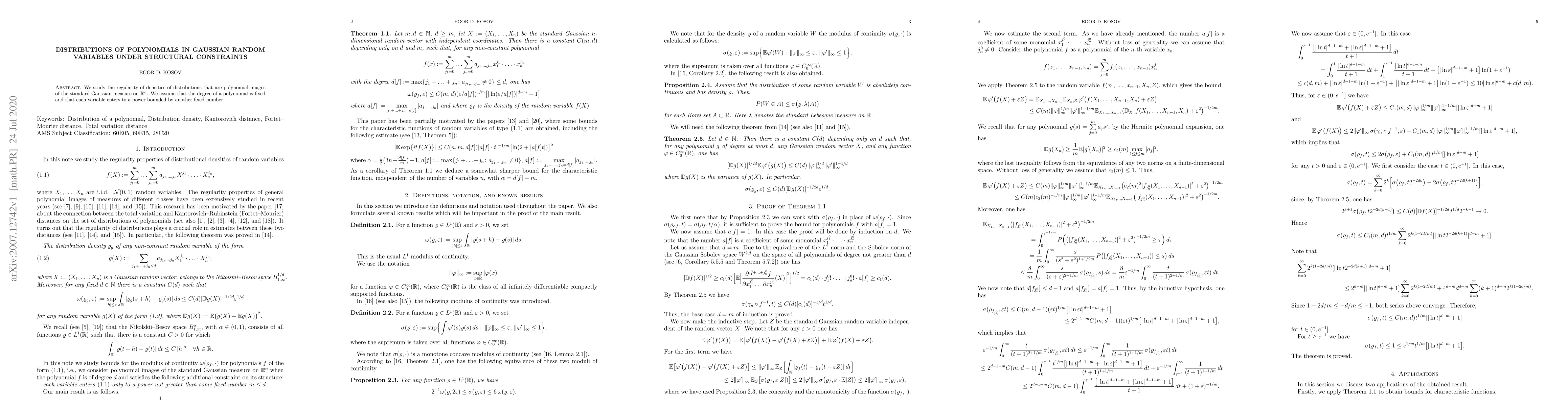 Thumbnail for Distributions of polynomials in Gaussian random variables under
  structural constraints