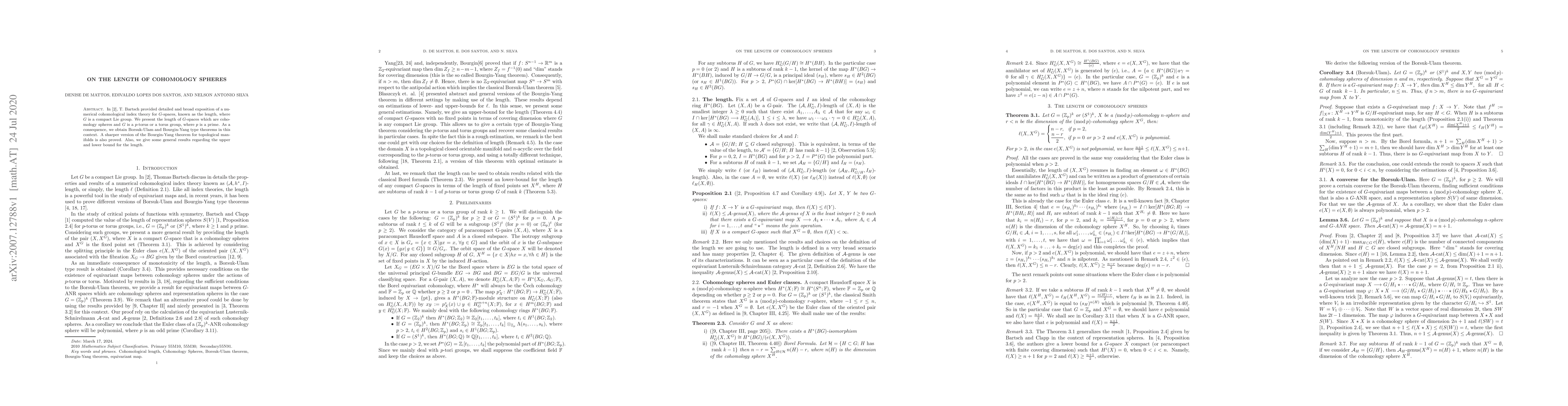 Thumbnail for On the length of cohomology spheres