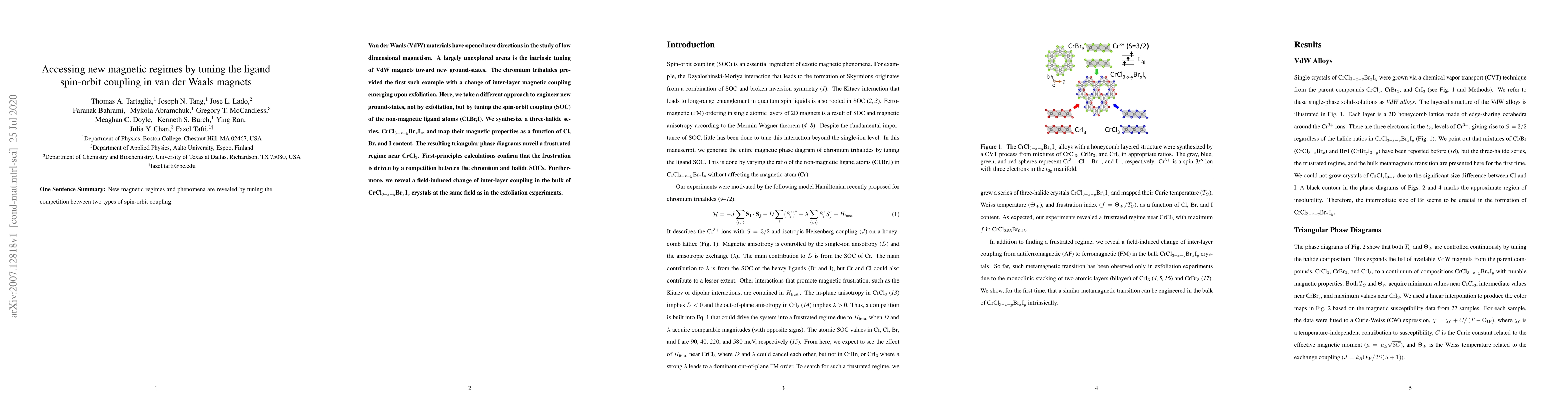 Thumbnail for Accessing new magnetic regimes by tuning the ligand spin-orbit coupling
  in van der Waals magnets