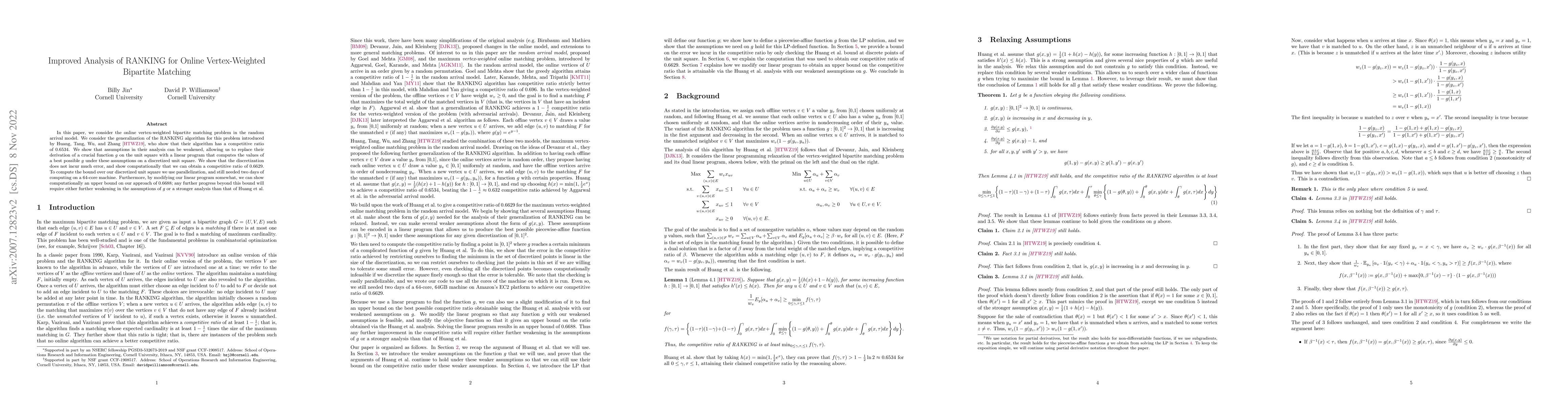 Thumbnail for Improved Analysis of RANKING for Online Vertex-Weighted Bipartite
  Matching in the Random Order Model