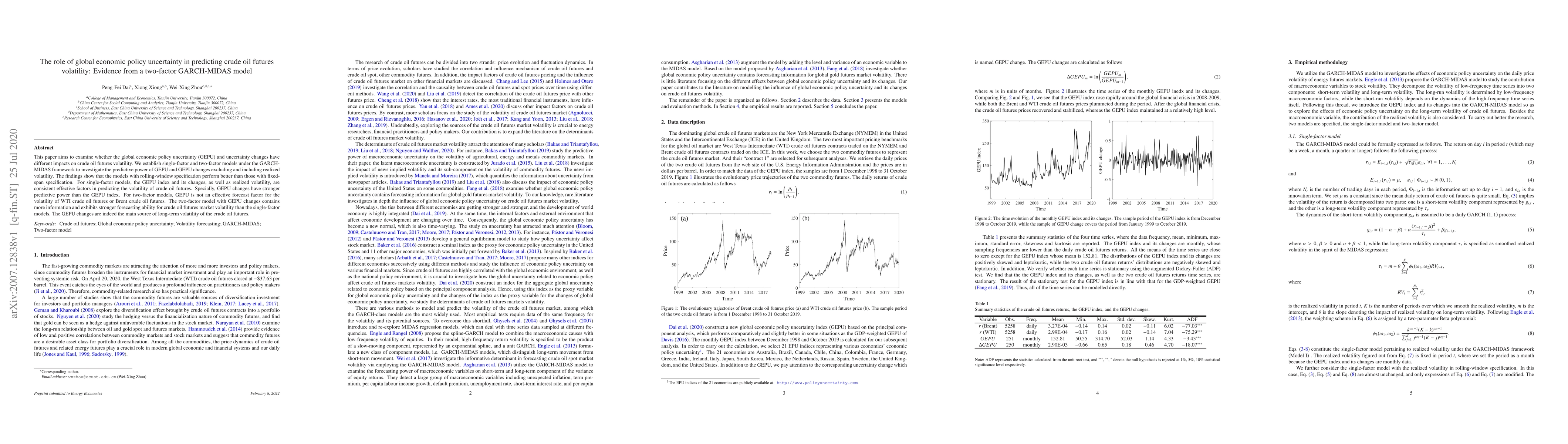 Thumbnail for The role of global economic policy uncertainty in predicting crude oil
  futures volatility: Evidence from a two-factor GARCH-MIDAS model