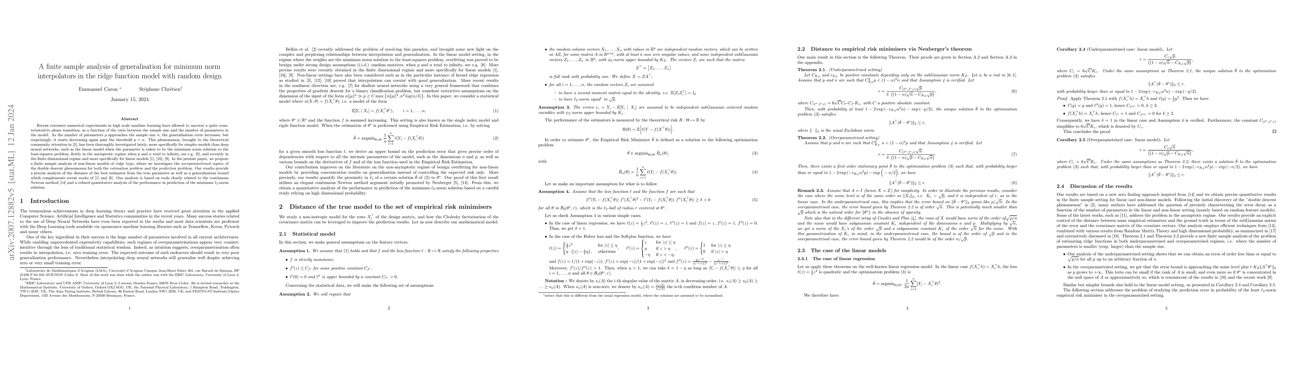 Thumbnail for A finite sample analysis of the benign overfitting phenomenon for ridge
  function estimation
