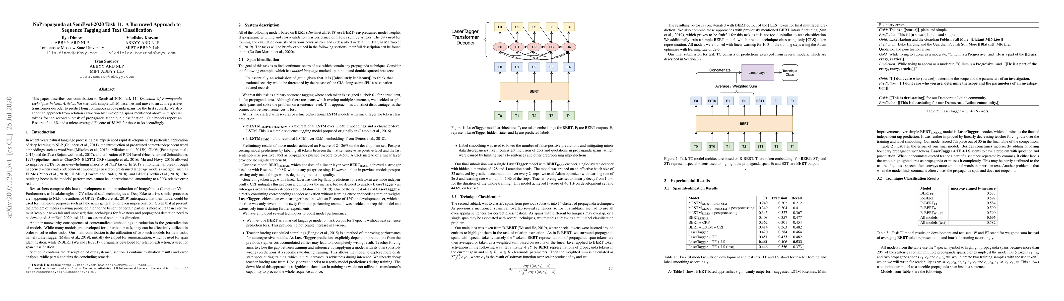 Thumbnail for NoPropaganda at SemEval-2020 Task 11: A Borrowed Approach to Sequence
  Tagging and Text Classification