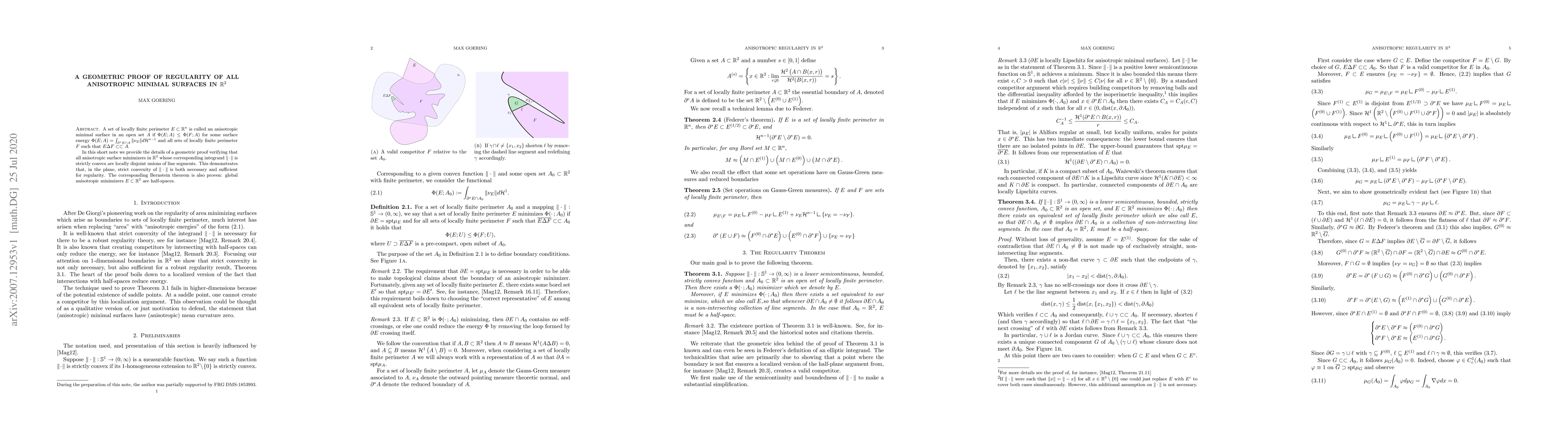 Thumbnail for A geometric proof of regularity of all anisotropic minimal surfaces in
  $\mathbb{R}^{2}$