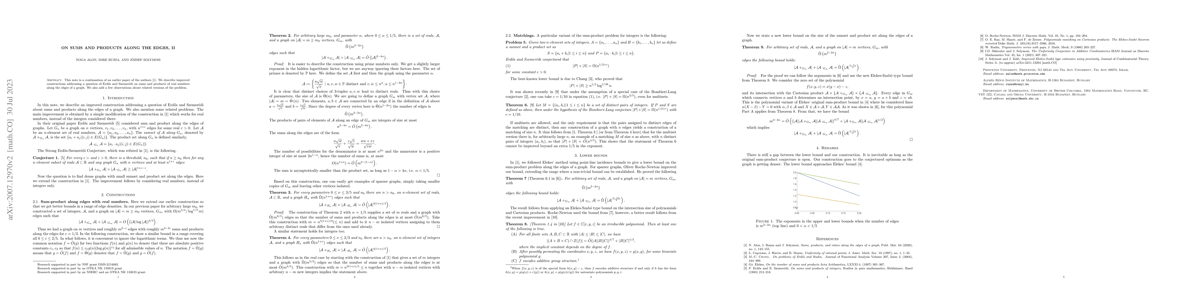 Thumbnail for On sums and products along the edges, II