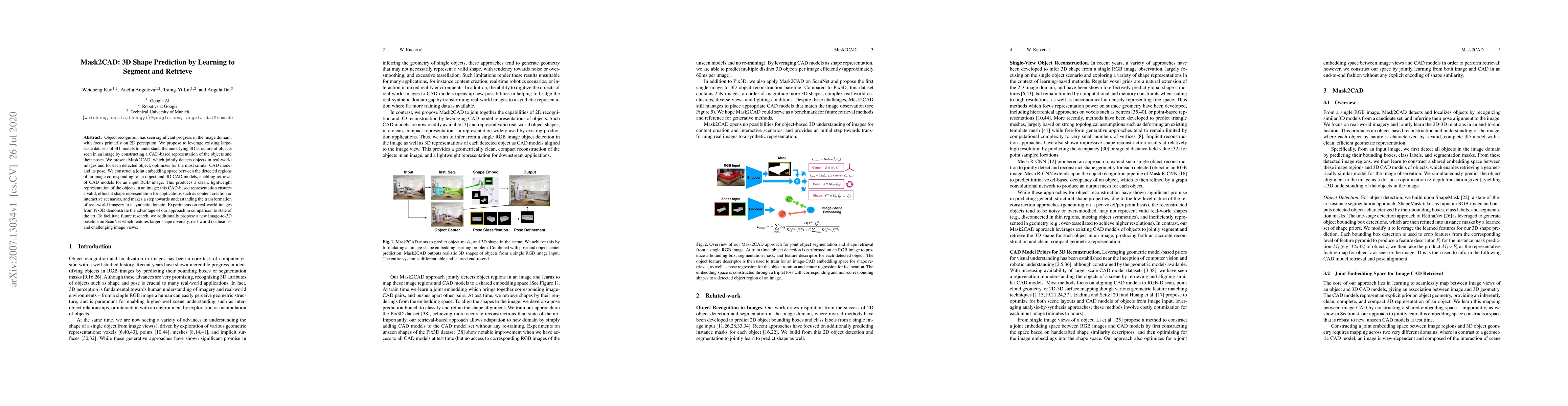 Thumbnail for Mask2CAD: 3D Shape Prediction by Learning to Segment and Retrieve