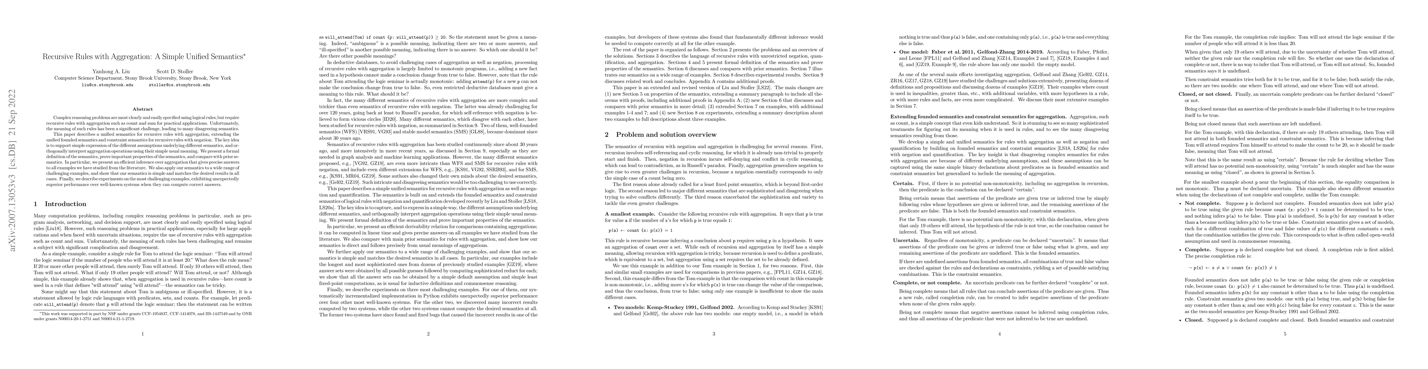 Thumbnail for Recursive Rules with Aggregation: A Simple Unified Semantics