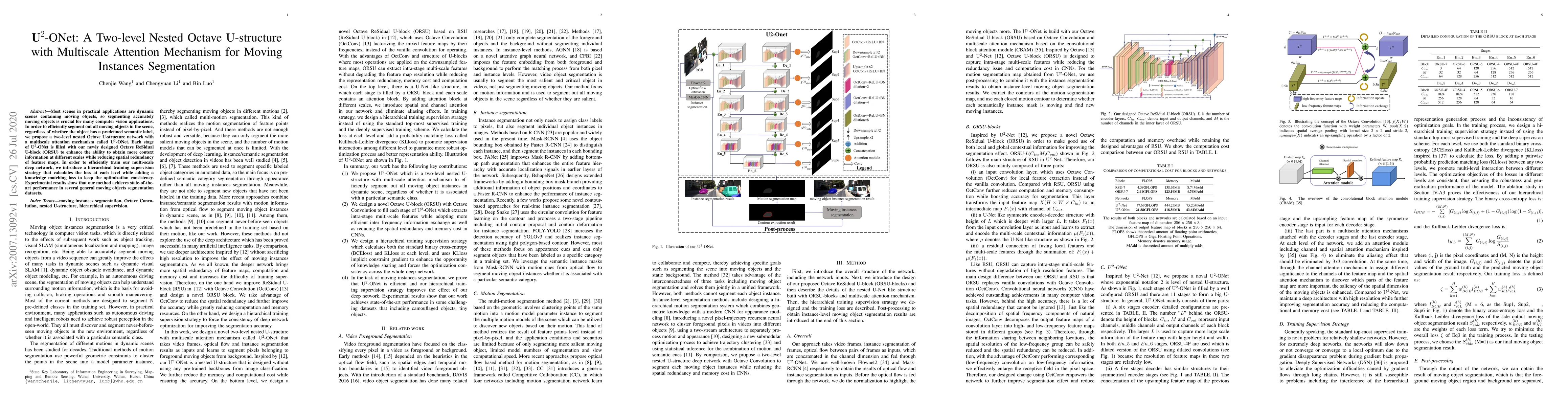 Thumbnail for U2-ONet: A Two-level Nested Octave U-structure with Multiscale Attention
  Mechanism for Moving Instances Segmentation