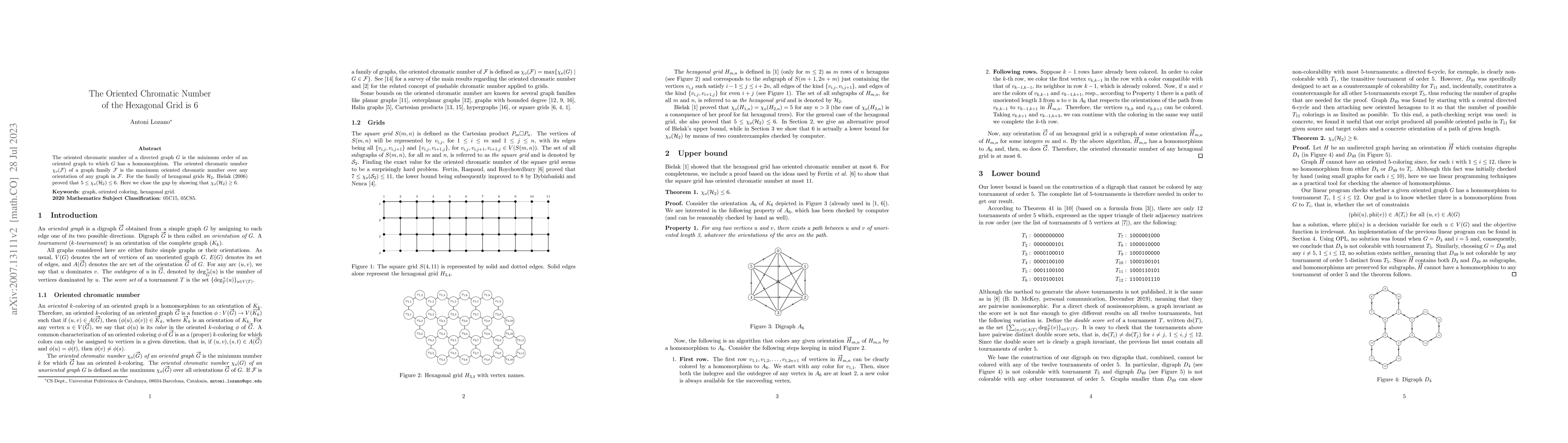 Thumbnail for The Oriented Chromatic Number of the Hexagonal Grid is 6