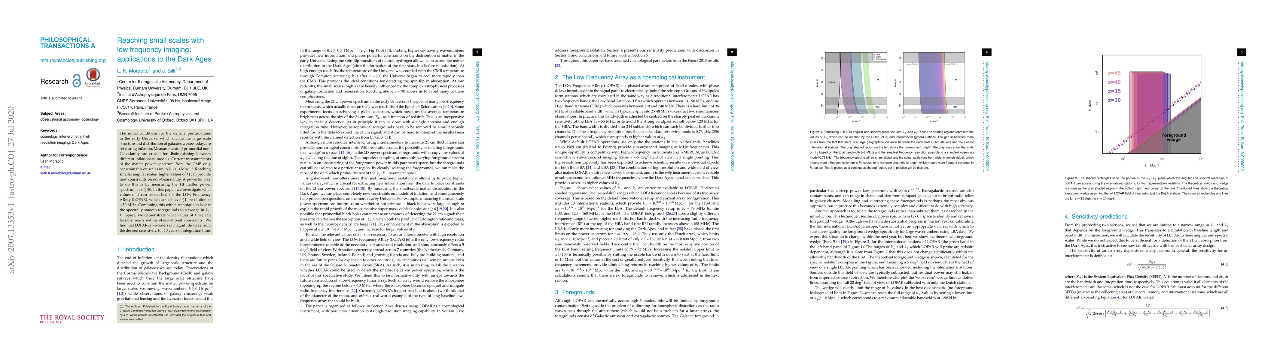 Thumbnail for Reaching small scales with low frequency imaging: applications to the
  Dark Ages