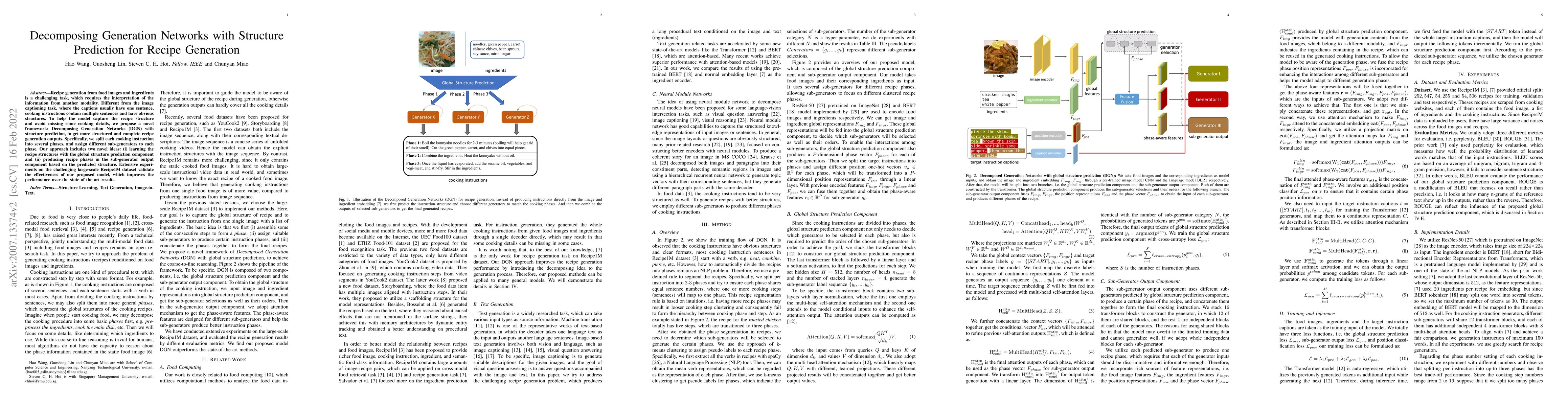 Thumbnail for Decomposing Generation Networks with Structure Prediction for Recipe
  Generation