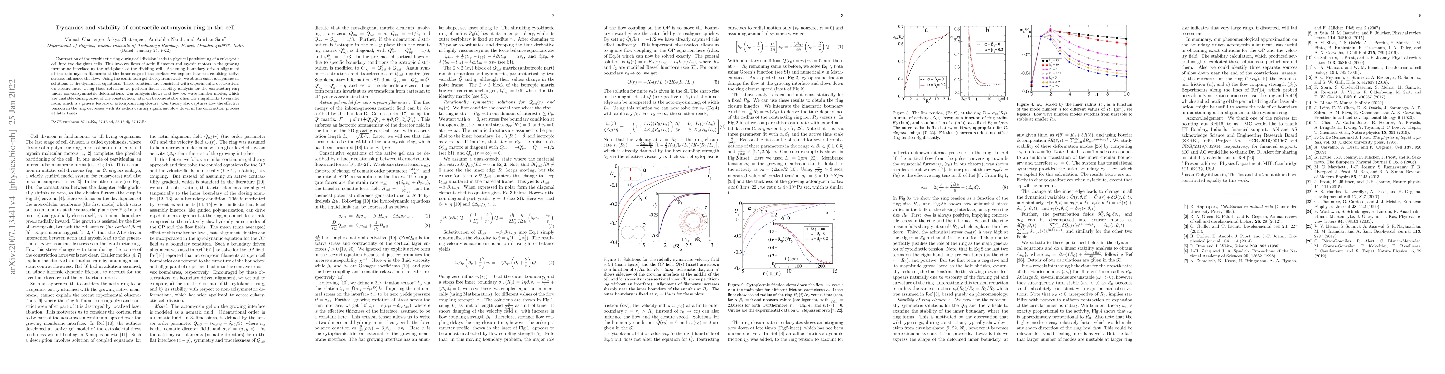Thumbnail for Dynamics and stability of contractile actomyosin ring in the cell