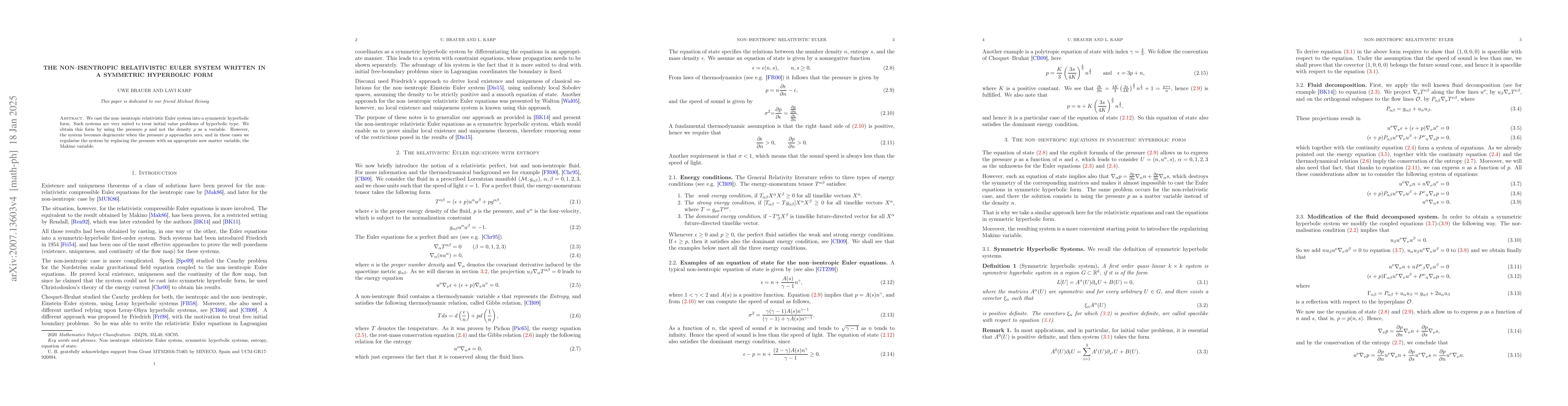 Thumbnail for The non-isentropic Einstein-Euler system written in a symmetric
  hyperbolic form