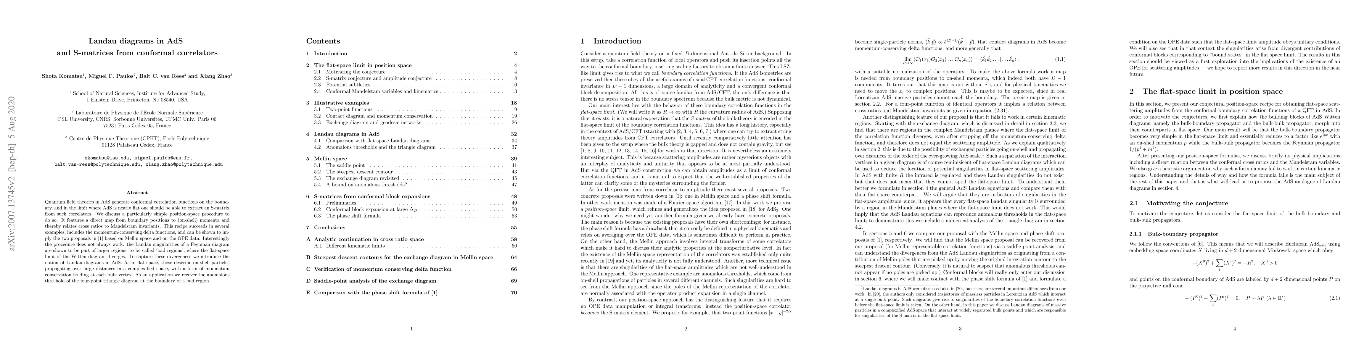 Thumbnail for Landau diagrams in AdS and S-matrices from conformal correlators