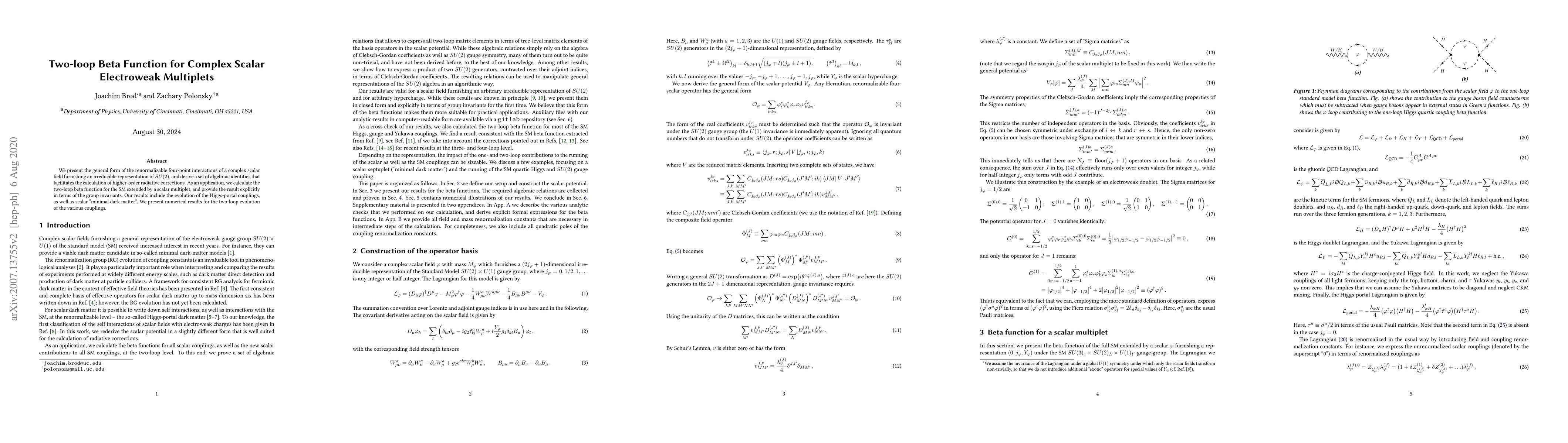Thumbnail for Two-loop Beta Function for Complex Scalar Electroweak Multiplets