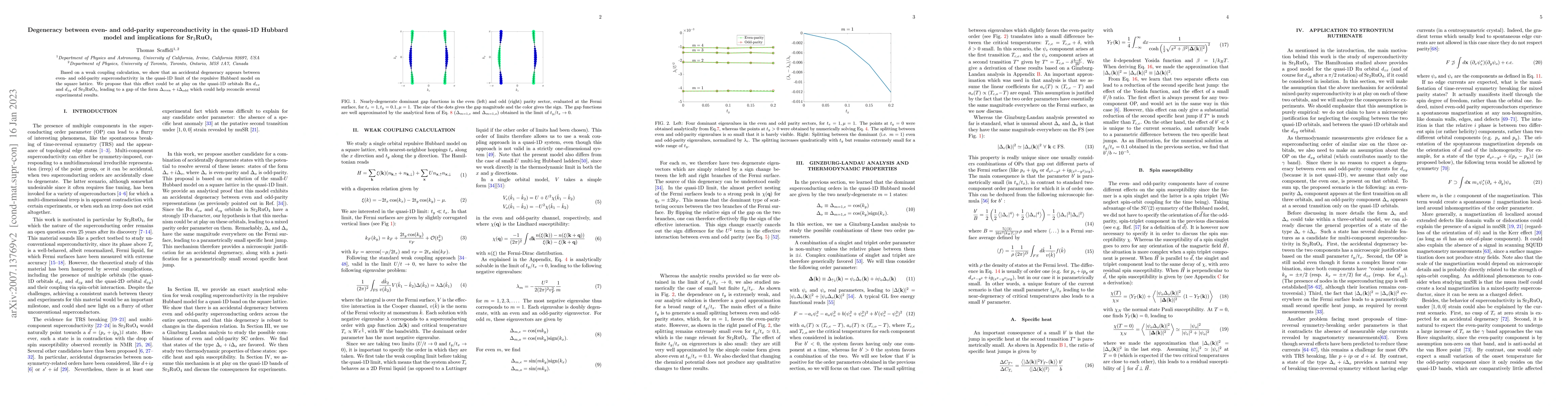 Thumbnail for Degeneracy between even- and odd-parity superconductivity in the
  quasi-1D Hubbard model and implications for Sr2RuO4