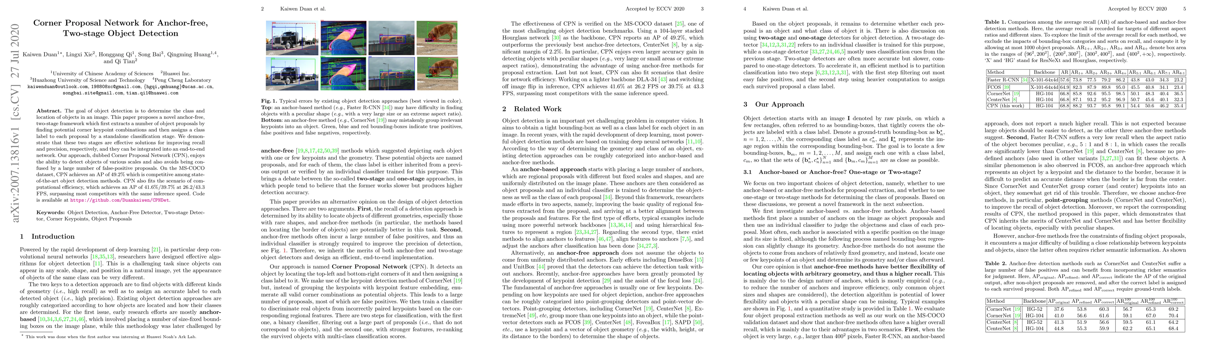 Thumbnail for Corner Proposal Network for Anchor-free, Two-stage Object Detection