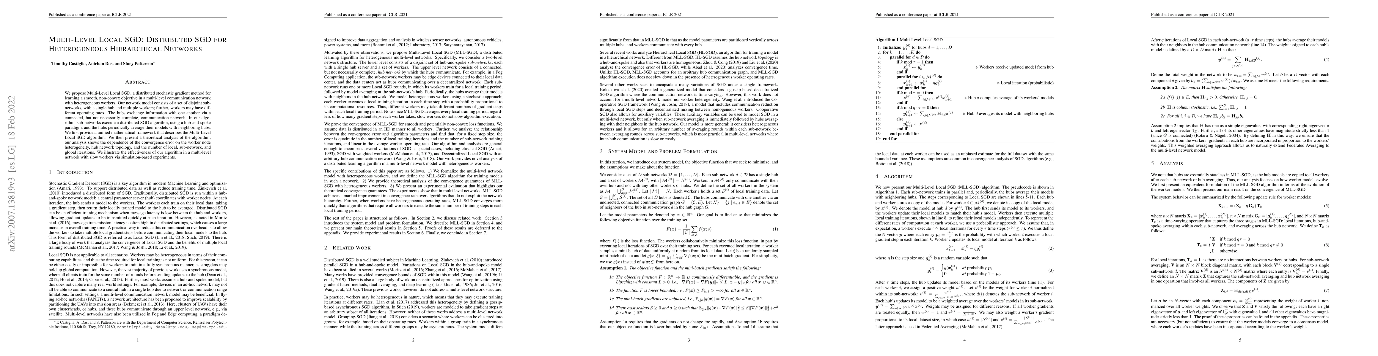 Thumbnail for Multi-Level Local SGD for Heterogeneous Hierarchical Networks