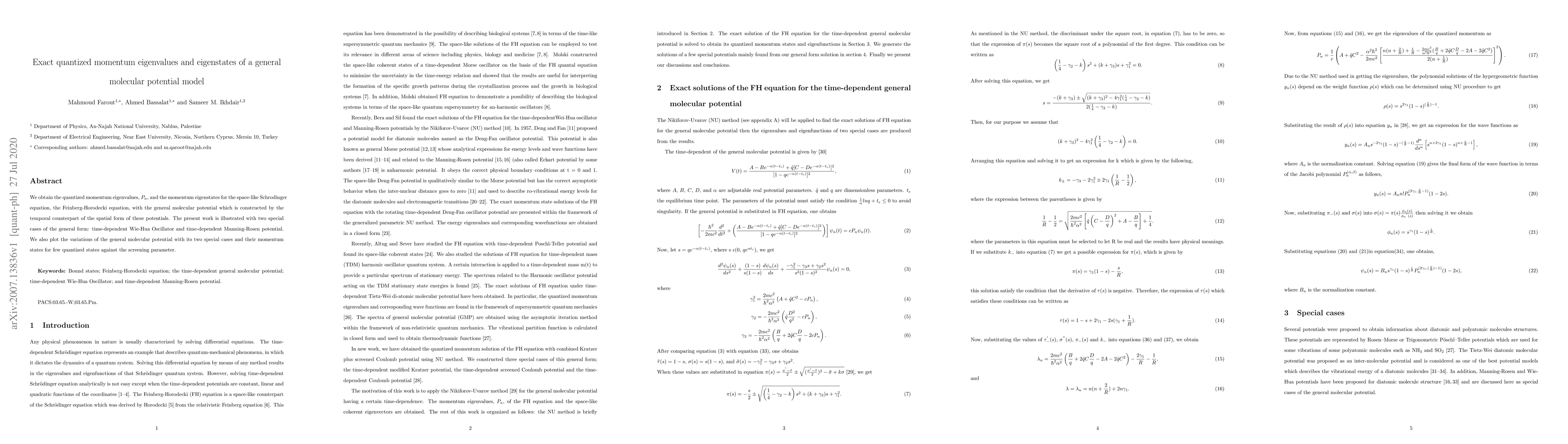 Thumbnail for Exact Quantized Momentum Eigenvalues and Eigenstates of a General
  Potential Model