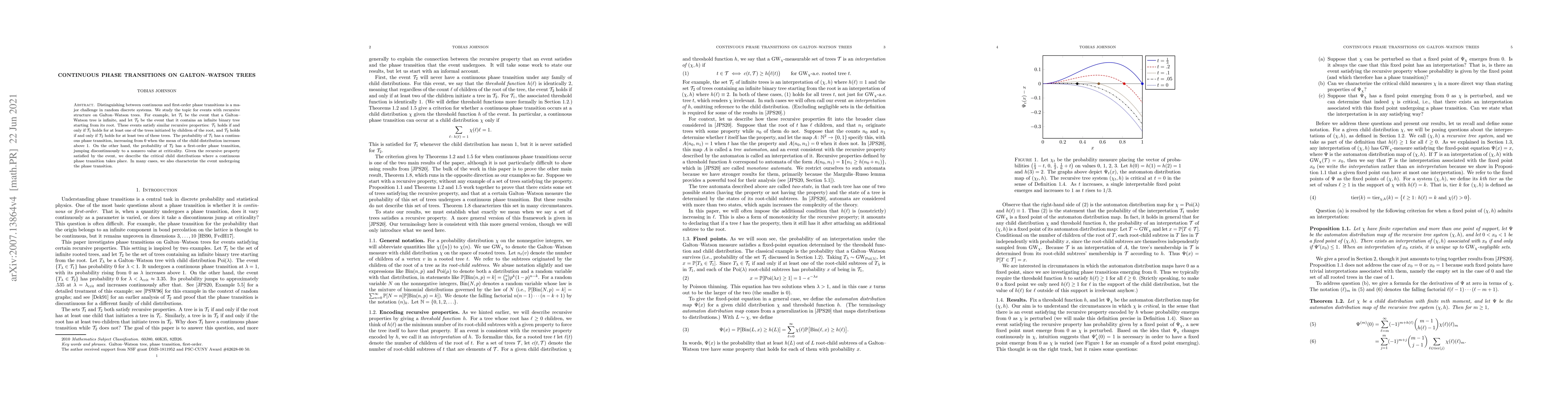 Thumbnail for Continuous phase transitions on Galton-Watson trees