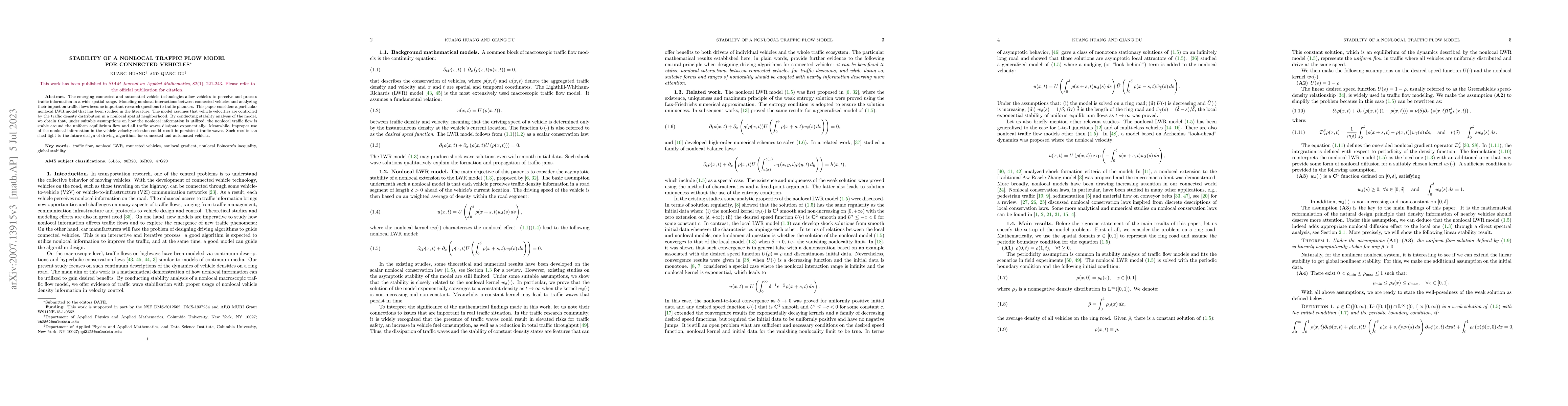 Thumbnail for Stability of a Nonlocal Traffic Flow Model for Connected Vehicles
