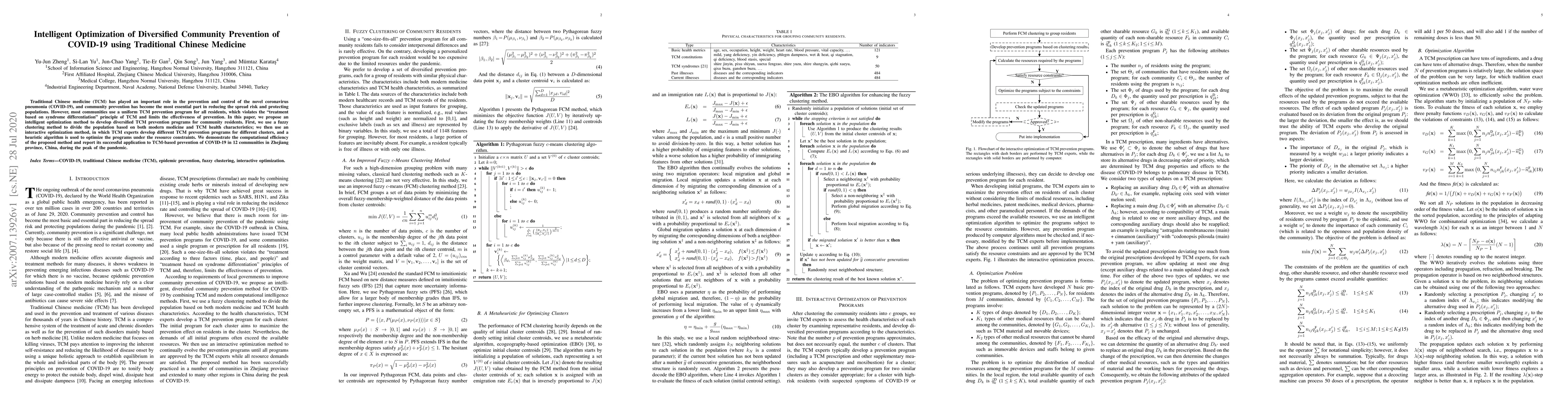 Thumbnail for Intelligent Optimization of Diversified Community Prevention of COVID-19
  using Traditional Chinese Medicine