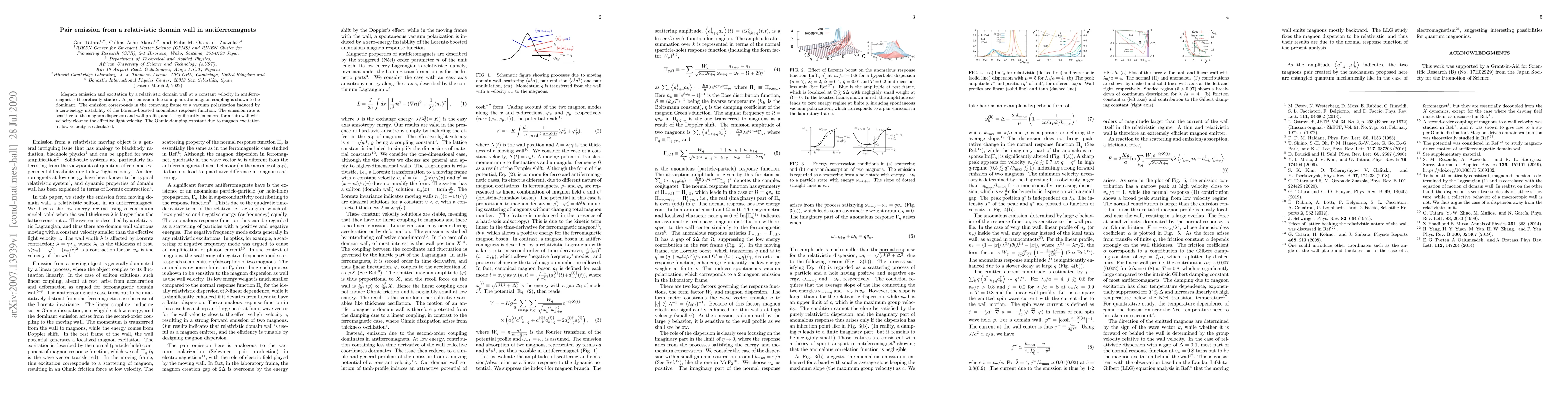 Thumbnail for Pair emission from a relativistic domain wall in antiferromagnets