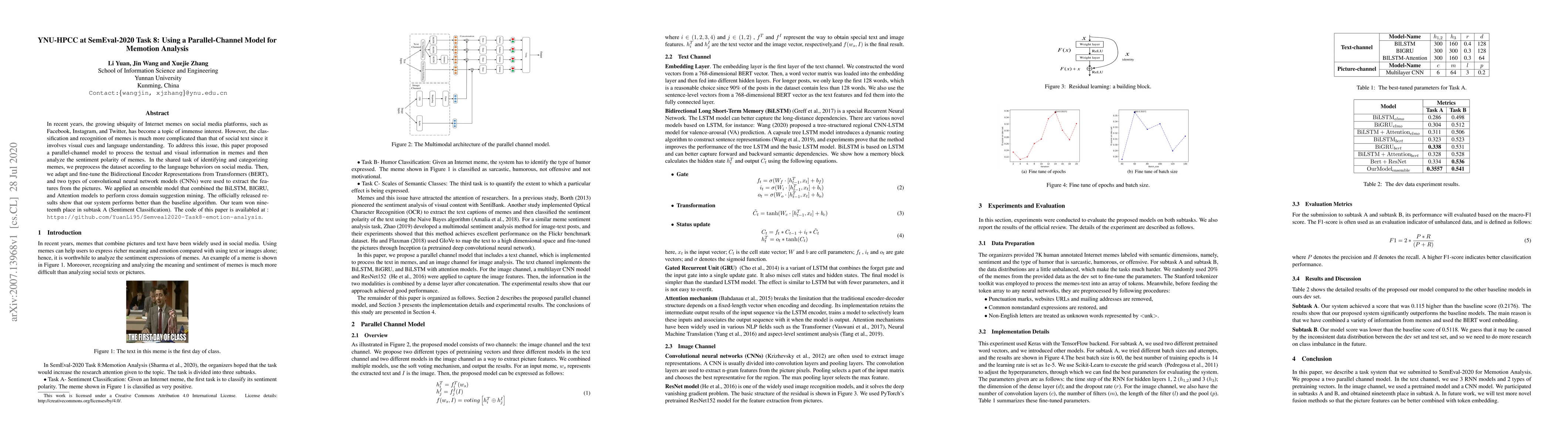 Thumbnail for YNU-HPCC at SemEval-2020 Task 8: Using a Parallel-Channel Model for
  Memotion Analysis